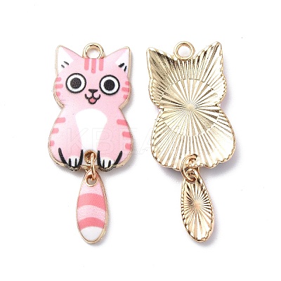 Light Gold Rack Plating Alloy Enamel Pendants ENAM-G210-01LG-05-1