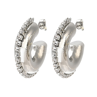 Rack Plating Brass Donut Stud Earrings EJEW-D073-06P-1