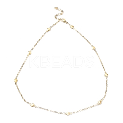 Ion Plating(IP) 304 Stainless Steel Heart Link Chain Necklace NJEW-K249-09G-1