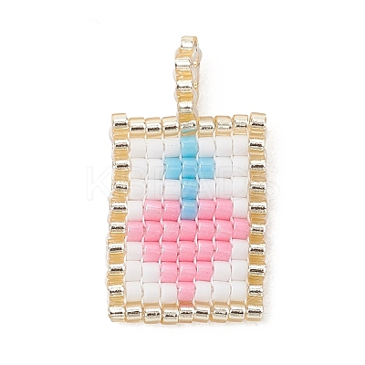 Glass Seed Beaded Pendants PALLOY-MZ01228-02-1