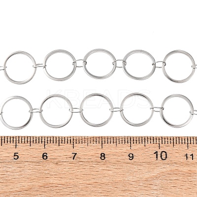 304 Stainless Steel 12MM Ring Link Chain Necklaces NJEW-P343-01C-P-1