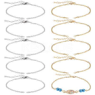 20Pcs 2 Colors 304 Stainless Steel Cable Chain Link Bracelet Making STAS-UN0047-15-1