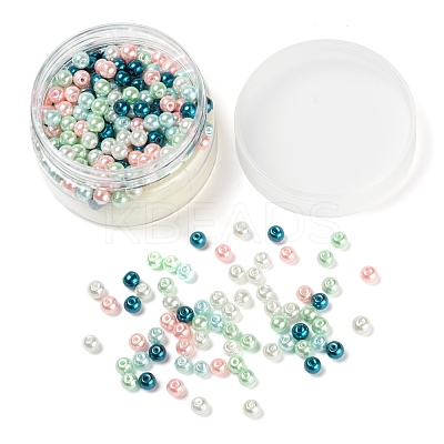 300Pcs Baking Paint Pearlized Glass Pearl Round Beads HY-FS0001-04-1