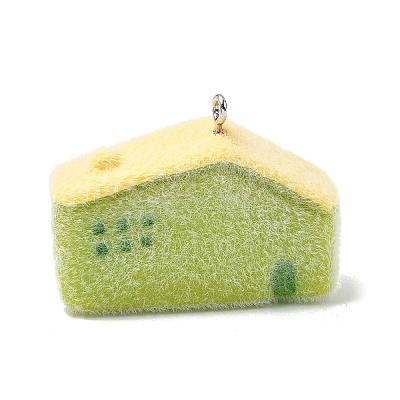 Flocky Opaque Resin Pendants RESI-F062-02G-1