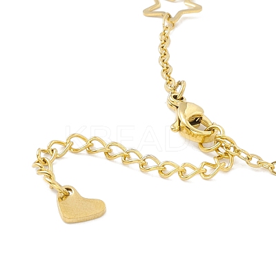 PVD Vacuum Plating 304 Stainless Steel Moon and Star Link Anklet with Cable Chains for Women STAS-E001-22G-1