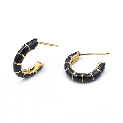 Enamel C-shape Stud Earrings EJEW-N052-05E-1