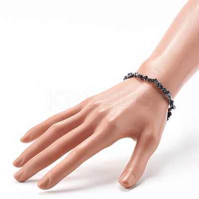 Natural Snowflake Obsidian Chip Beads Bracelet for Girl Women BJEW-JB06748-05-1