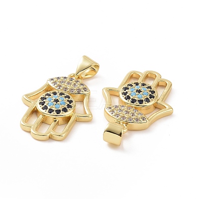 Brass Micro Pave Cubic Zirconia Pendants ZIRC-P106-26G-1
