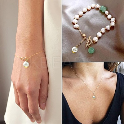 50Pcs 5 Styles Grade A Rainbow Plated Shell Pearl Round Charms FIND-CJ0001-48-1