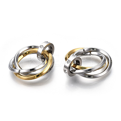 Ion Plating(IP) 201 Stainless Steel Interlocking Ring Pendants STAS-N099-01G-1