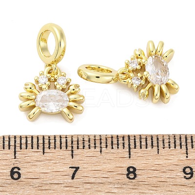 Brass Micro Pave Cubic Zirconia European Dangle Charms KK-D325-20G-02-1