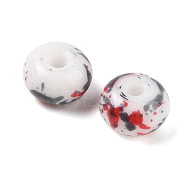 Opaque Spray Painted Glass Beads GLAA-G118-01R-1