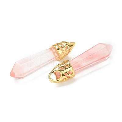 Bullet Cherry Quartz Glass Pointed Pendants G-E332-C30-G-1