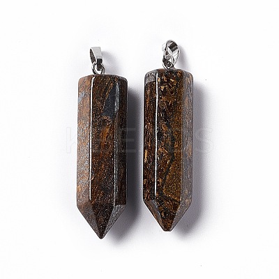 Natural Bronzite Double Terminated Pointed Pendants G-G926-01P-14-1