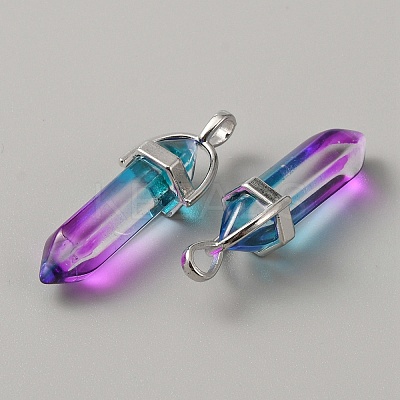 Glass Double Terminal Pointed Pendants G-WH0016-41H-1