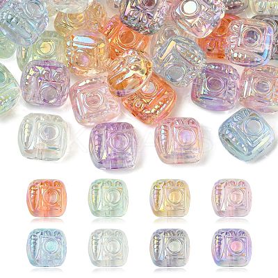 40Pcs 8 Colors UV Plating Transparent Acrylic Beads PACR-CJ0001-46-1