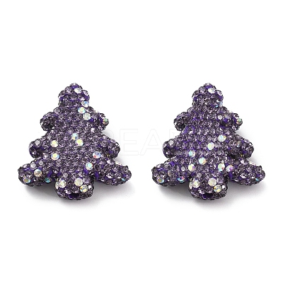 Christmas Tree Polymer Clay Rhinestone Beads CLAY-NH0001-14C-1