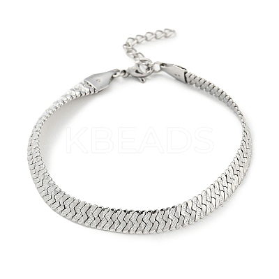Non-Tarnish 304 Stainless Steel Herringbone Chain Bracelet BJEW-D028-02D-01P-1