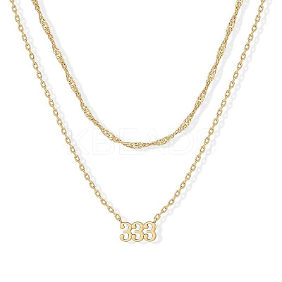 304 Stainless Steel Figure Pendant Double Layer Necklaces for Women FS-WGF1C2D-03-1