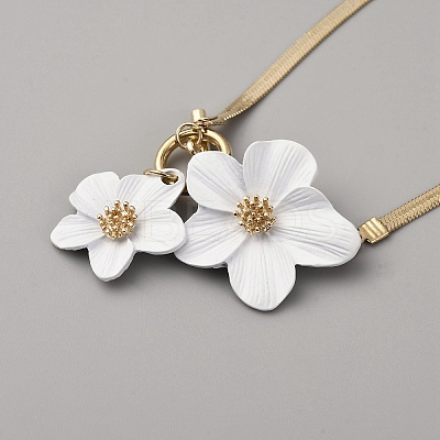 Alloy White Flower Charm Anklets for Women AJEW-WH0696-098-1