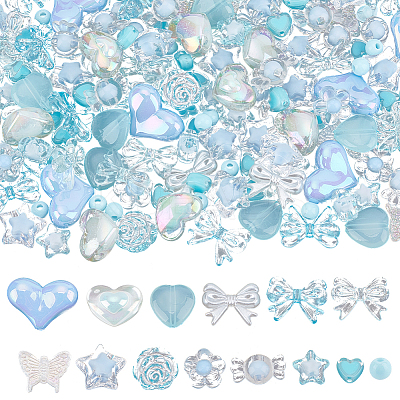 250Pcs 14 Styles Transparent Acrylic Beads TACR-PA0001-15-1