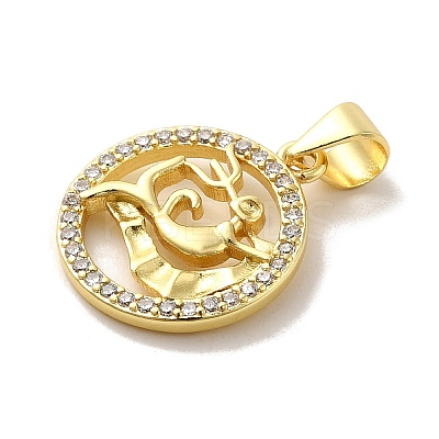 Zodiac Theme Brass Micro Pave Cubic Zirconia Pendants KK-M273-05F-G-1