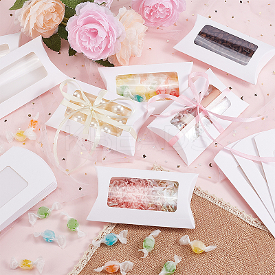 Paper Pillow Candy Boxes with Rectangle Visible Window CON-WH0094-18A-1