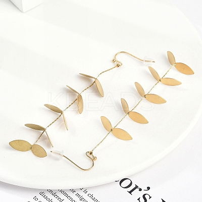 304 Stainless Steel Leaf Stud Earrings for Women EJEW-R008-02G-1