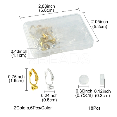 12Pcs 2 Color Brass Clip-on Earring Converters Findings KK-FS0001-31-1