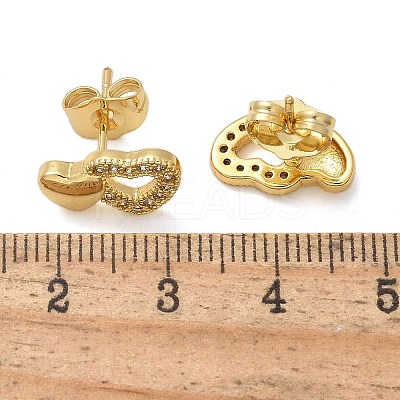 Valentine's Day Heart Brass Micro Pave Clear Cubic Zirconia Stud Earrings EJEW-D305-22G-03-1