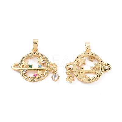 Brass Micro Pave Colorful Cubic Zirconia Pendants X-KK-E068-VC459-1