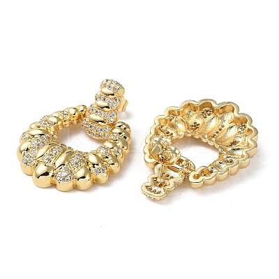 Rack Plating Brass Micro Pave Cubic Zirconia Dangle Stud Earrings EJEW-M230-04G-1