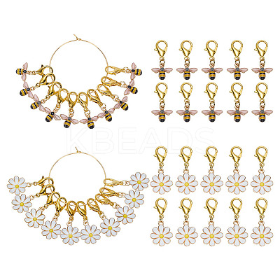 10Pcs 2 Style Alloy Enamel Pendant Locking Stitch Markers HJEW-HY00117-1