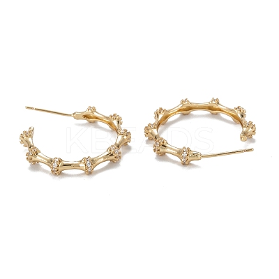 Half Hoop Sparkling Cubic Zirconia Stud Earrings for Girl Women EJEW-H126-02G-1