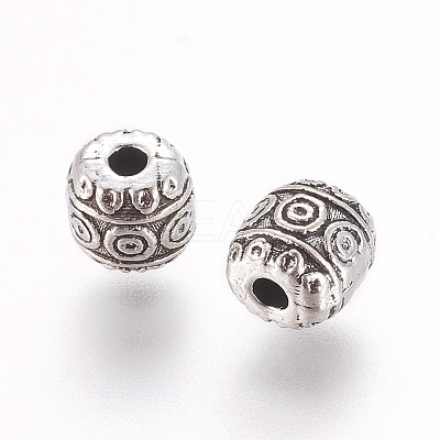 Tibetan Style Alloy Barrel Beads LS-TIBEB-5178-AS-NR-1