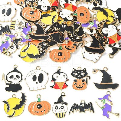 40Pcs 10 Styles Halloween Alloy Enamel Pandants ENAM-CJ0004-14-1