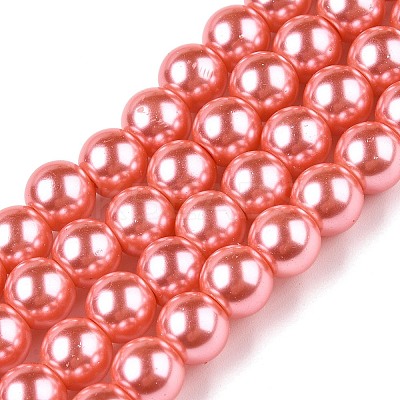 Baking Paint Pearlized Glass Pearl Round Bead Strands HY-Q330-8mm-77-A-1