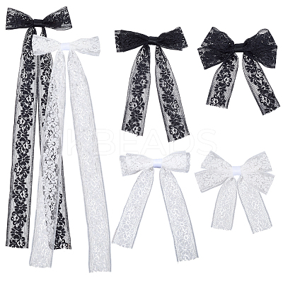 12Pcs 6 Styles Polyester Alloy Bowknot Hair Clips PHAR-CN0001-02-1
