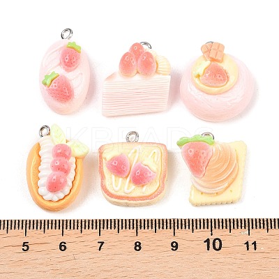 Strawberry Opaque Resin Imitation Food Pendants RESI-P049-04P-M-1
