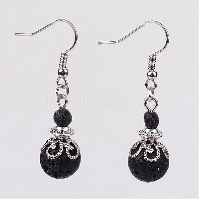 Natural & Synthetic Mixed Stone Bead Dangle Earrings EJEW-JE02144-1