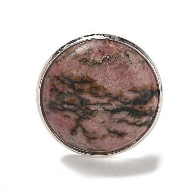Natural Rhodonite Round Adjustable Rings RJEW-K371-09S-30-1