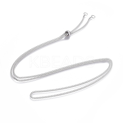 Non-Tarnish Adjustable 201 Stainless Steel Slider Necklaces NJEW-L156-001P-1