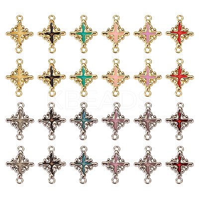 48Pcs 12 Styles Rack Plating Alloy Enamel Connector Charms FIND-TA0002-85-1