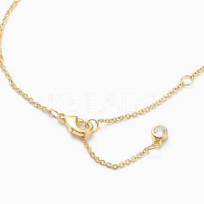 Brass Micro Pave Clear Cubic Zirconia Pendant Necklaces NJEW-J059-01A-1