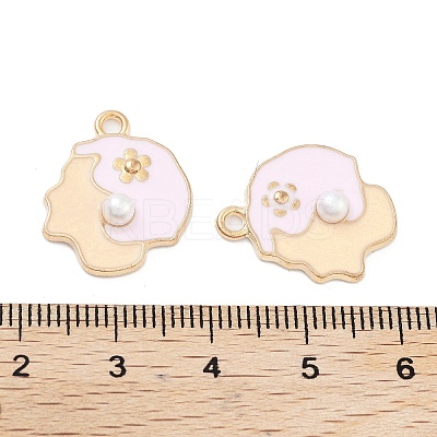 Light Gold Plated Alloy Enamel Pendants ENAM-M219-15KCG-01-1