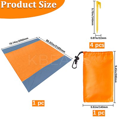 Square Waterproof Polyester Picnic Mat with 4 Stakes AJEW-WH20080-37B-1