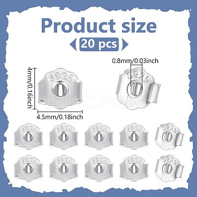 20Pcs Rhodium Plated 925 Sterling Silver Friction Ear Nuts FIND-ME0001-05-1