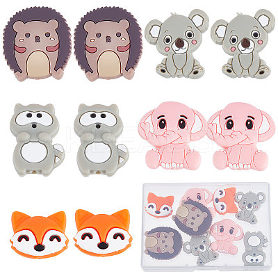 10Pcs 5 Style Food Grade Eco-Friendly Silicone Beads SIL-SC0001-11-1