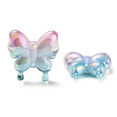 UV Plating Rainbow Iridescent Acrylic Beads OACR-G012-09B-1
