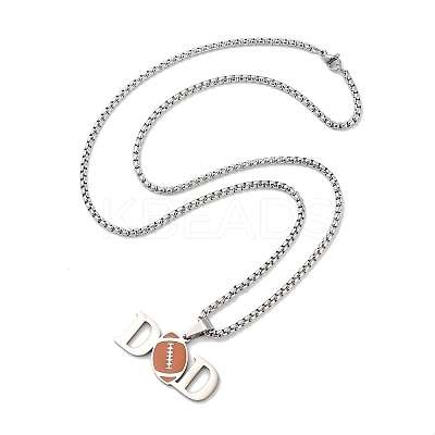 202 Stainless Steel Enamel Box Chain Sport Ball Pendant Necklaces for Men LS-NJEW-K380-01A-03-1